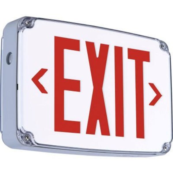 Hubbell Lighting Hubbell LED Wet Location Exit Sign, Double Face, Red w/ Nickel Cadmium Battery CEWDRE